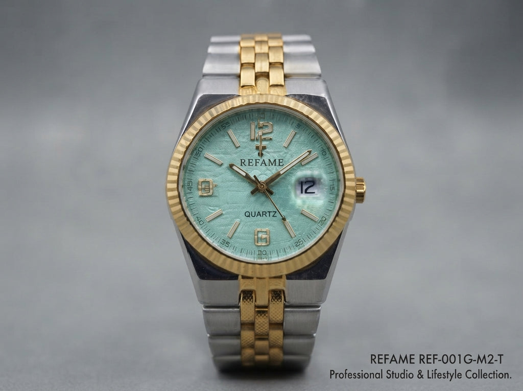 REFAME Mint Green Dial Two-Tone Quartz Watch