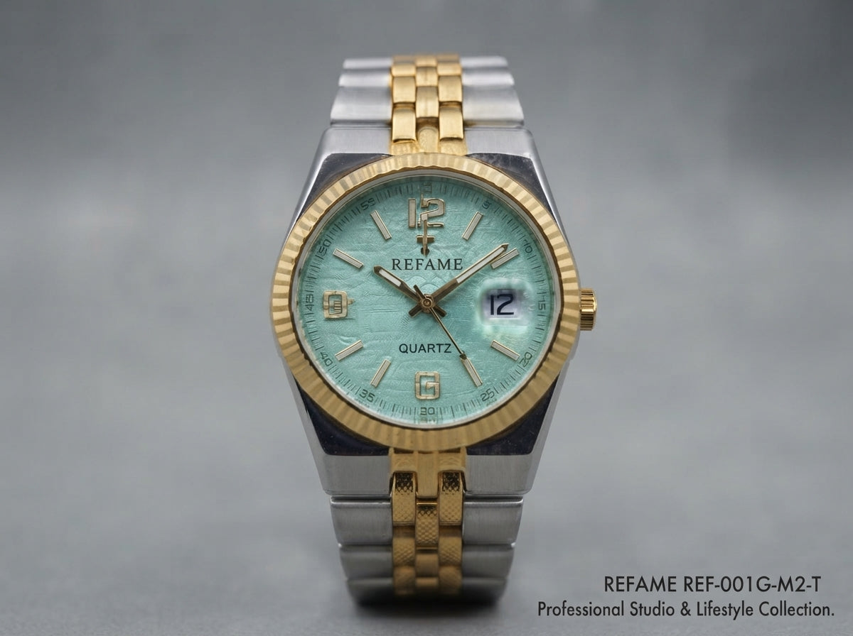 REFAME Mint Green Dial Two-Tone Quartz Watch