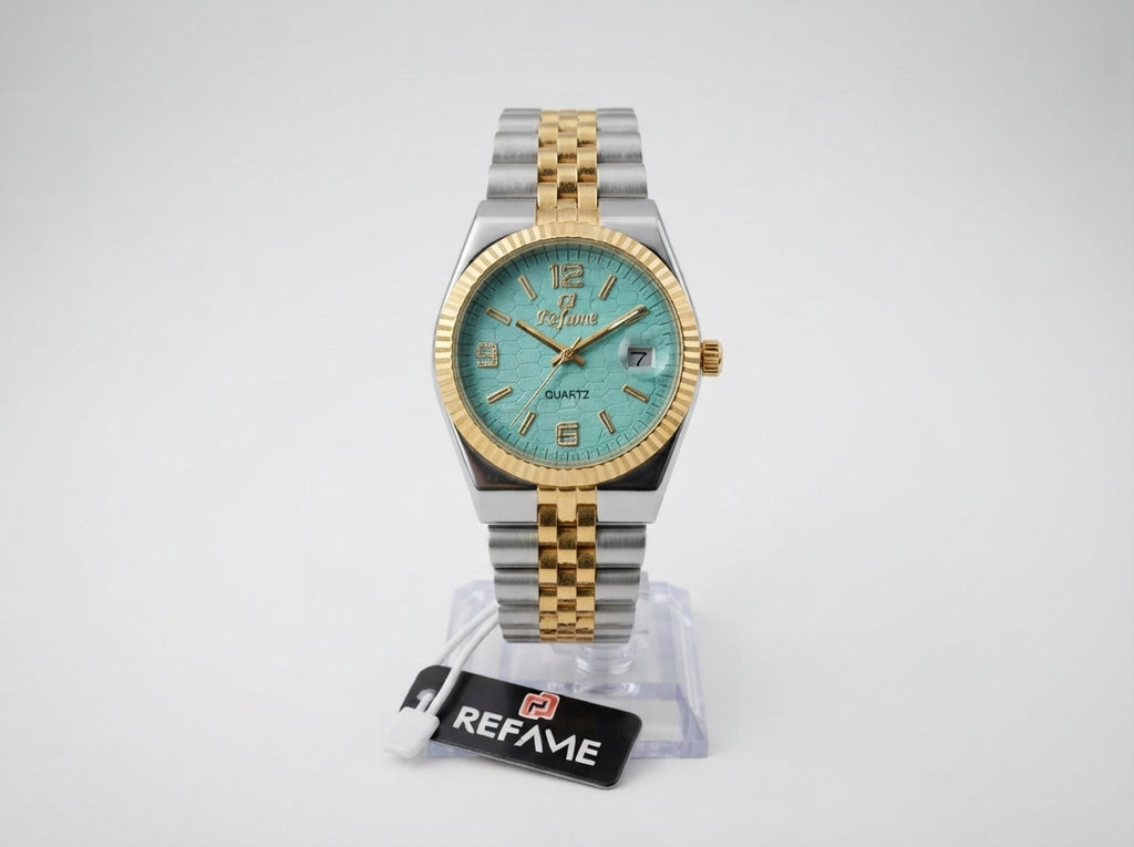 REFAME Mint Green Dial Two-Tone Quartz Watch