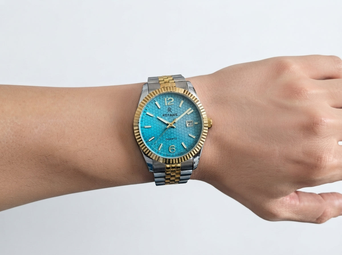 REFAME Mint Green Dial Two-Tone Quartz Watch