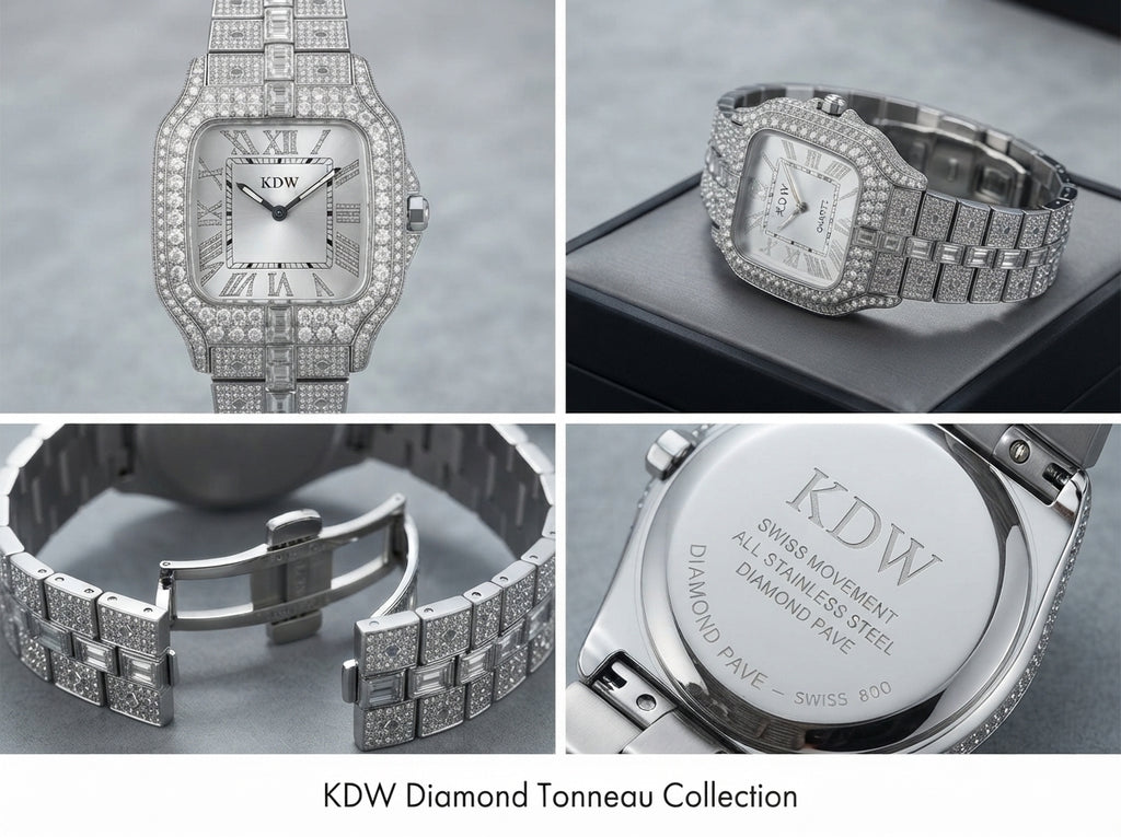 KDW Silver-Tone Embellished Bracelet Watch