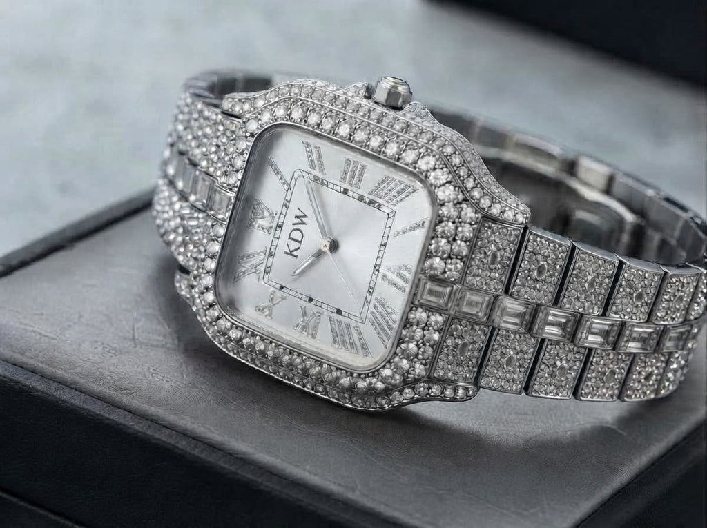 KDW Silver-Tone Embellished Bracelet Watch