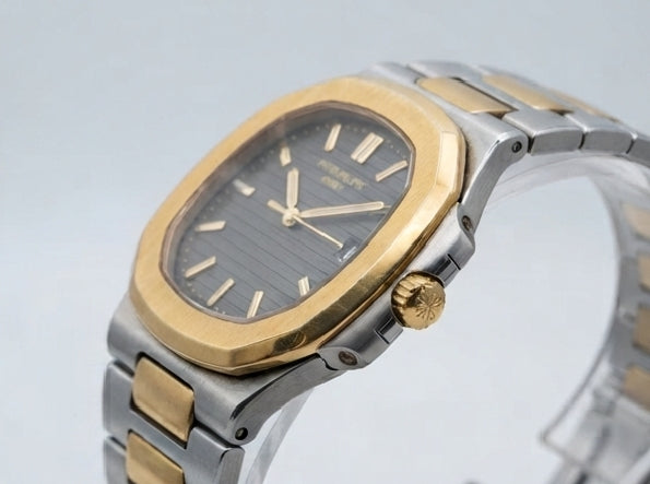 Two-Tone Gold & Silver Bracelet Watch with Charcoal Dial