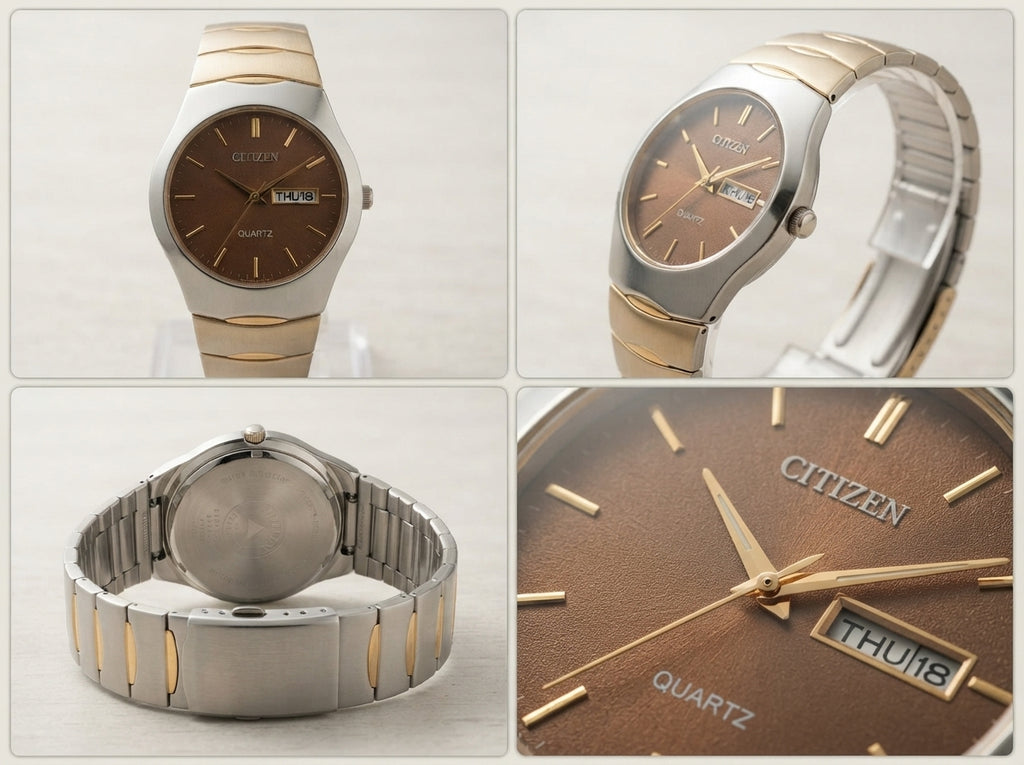 Two-Tone Bracelet Watch – Brown Day-Date Dial