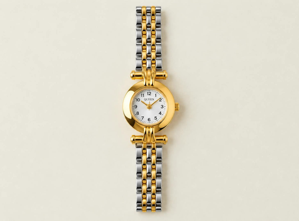 Two-Tone Bracelet Watch – White Dial & Gold-Tone Case
