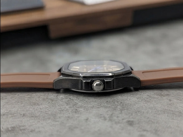 Brown Dial Watch – Black Case & Brown Strap