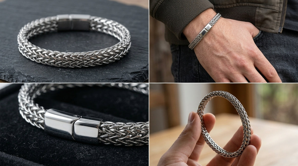 Silver-Tone Braided Chain Bracelet