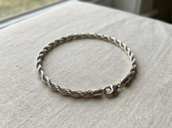 Silver-Tone Twisted Rope Chain Bracelet
