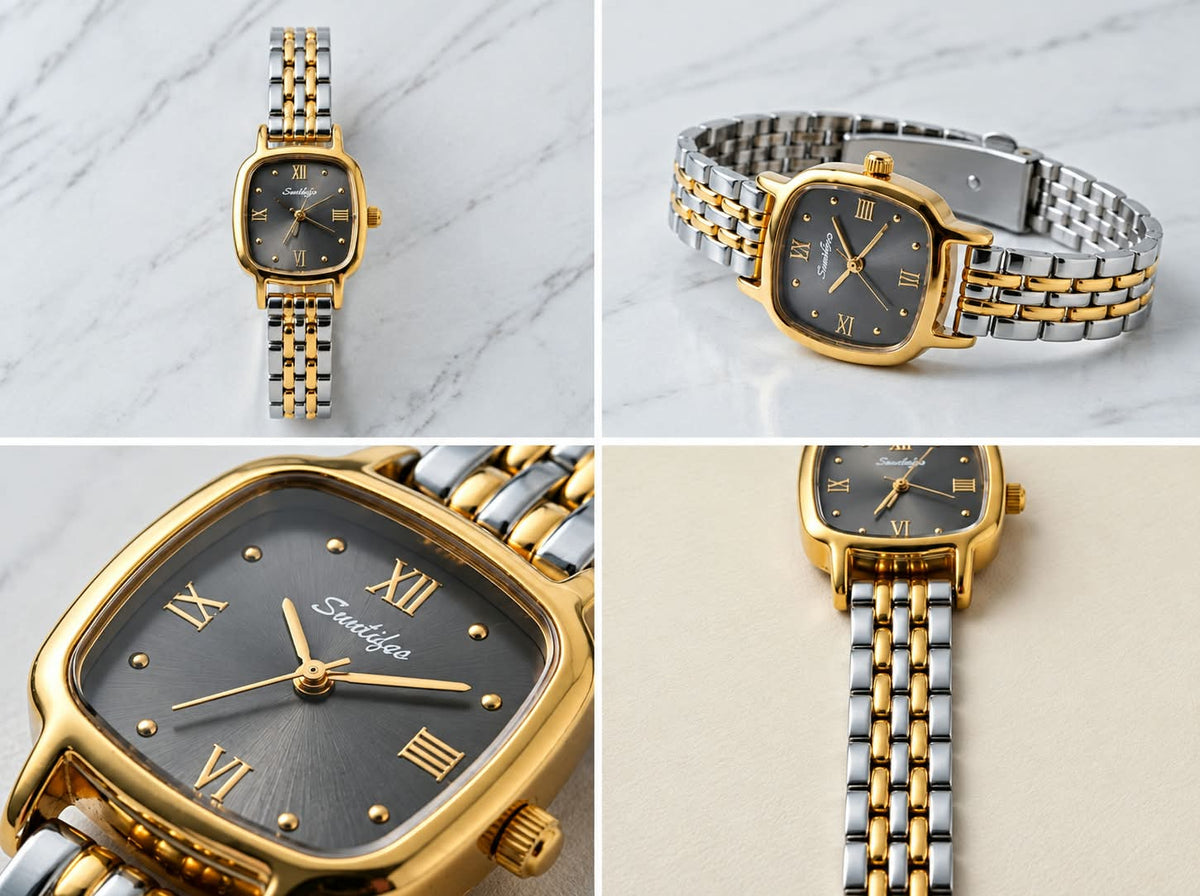 Two-Tone Bracelet Watch – Charcoal Roman Numeral Dial