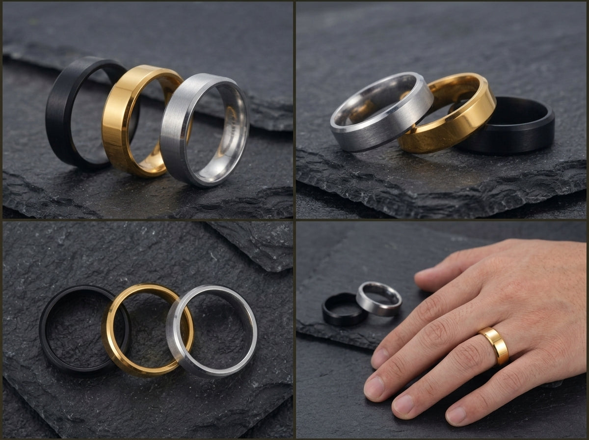 Minimalist Band Ring – Gold-Tone, Silver-Tone & Black