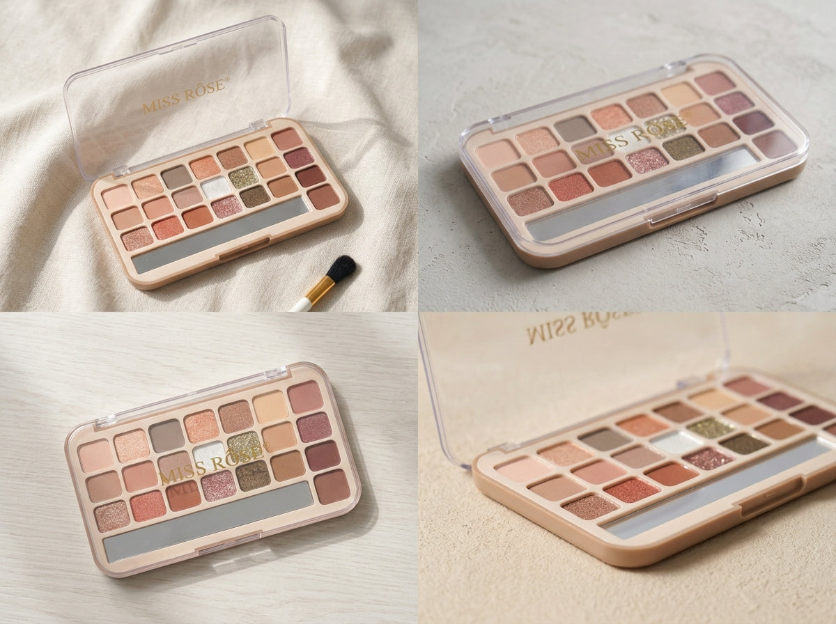 MISS ROSE Neutral Eyeshadow Palette – Nude, Rose & Brown Tones
