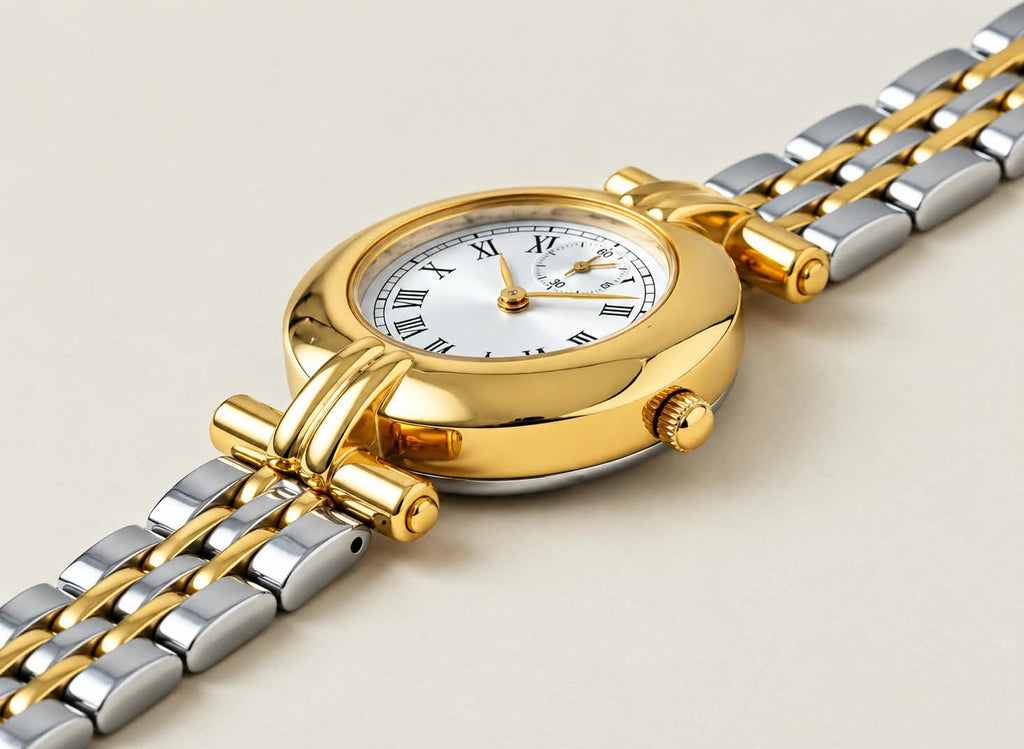 Two-Tone Bracelet Watch – White Dial & Gold-Tone Case