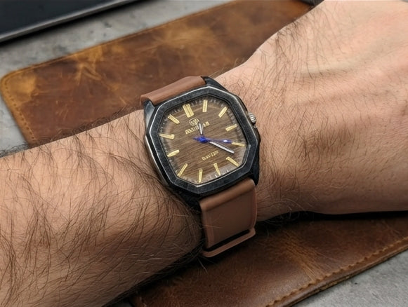 Brown Dial Watch – Black Case & Brown Strap