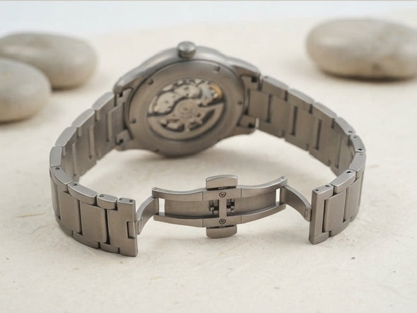Silver-Tone Skeleton-Style Bracelet Watch