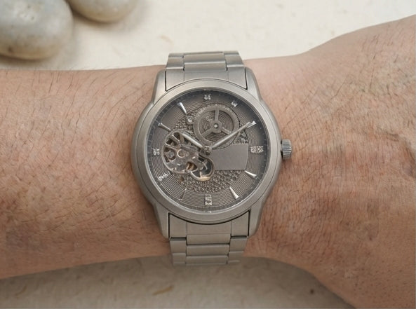 Silver-Tone Skeleton-Style Bracelet Watch