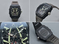 AULITER Sport Black Tonneau Watch with Skeleton-Style Dial
