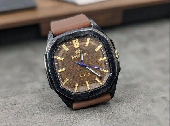 Brown Dial Watch – Black Case & Brown Strap