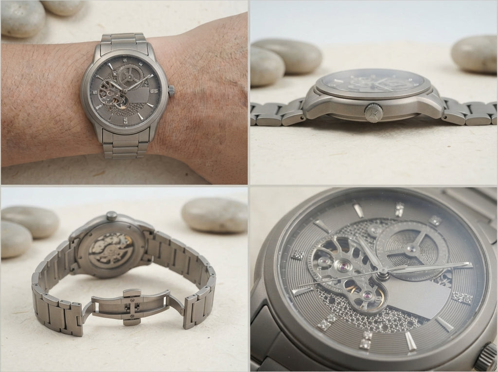 Silver-Tone Skeleton-Style Bracelet Watch