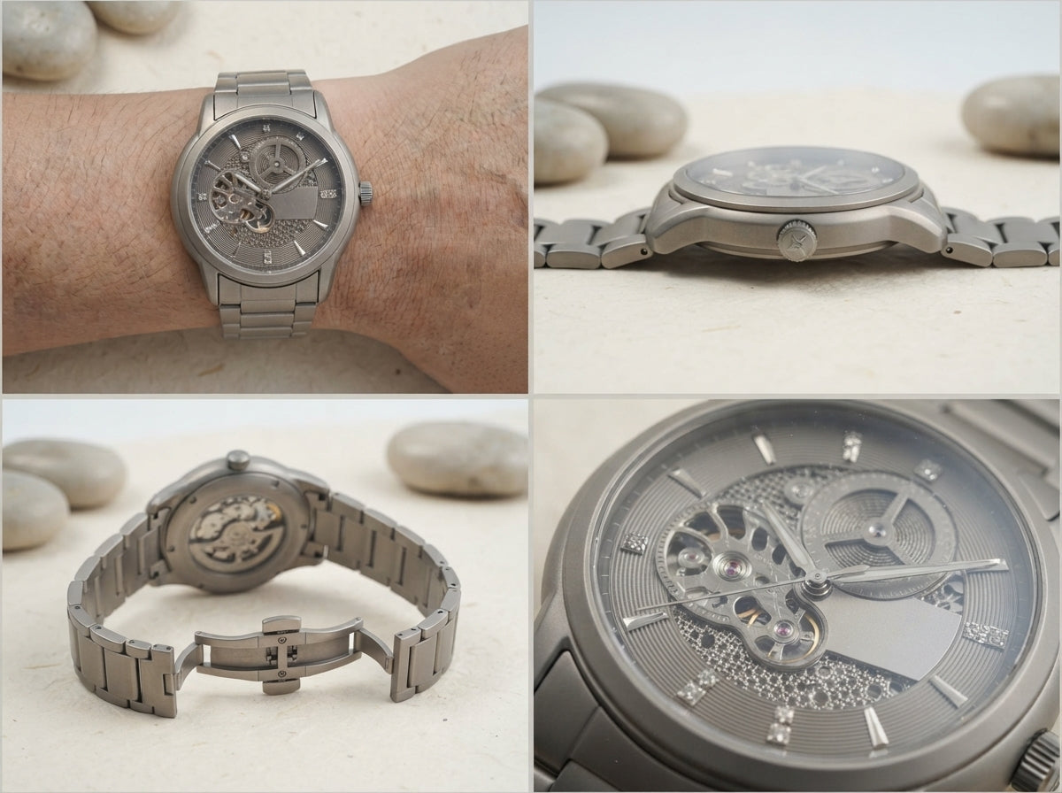 Silver-Tone Skeleton-Style Bracelet Watch