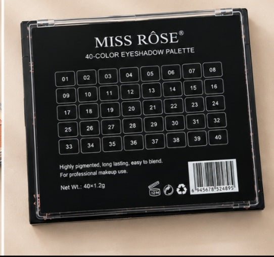 MISS ROSE 40-Color Eyeshadow Palette – Nude, Pink & Warm Tones