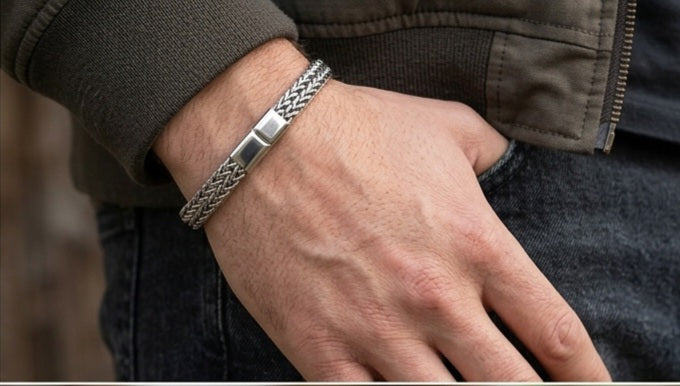 Silver-Tone Braided Chain Bracelet