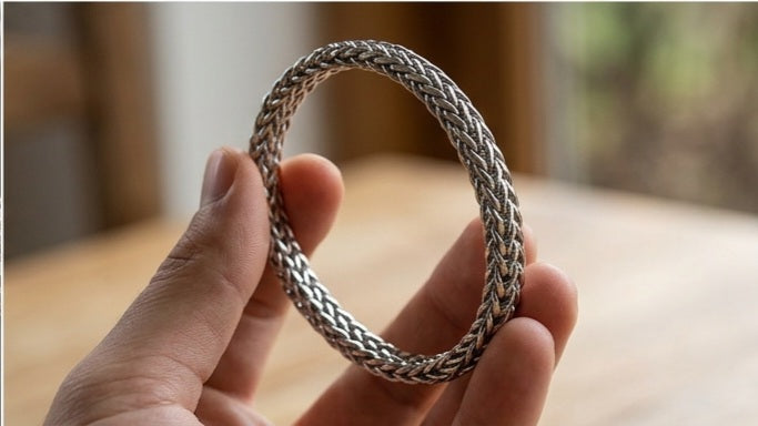 Silver-Tone Braided Chain Bracelet