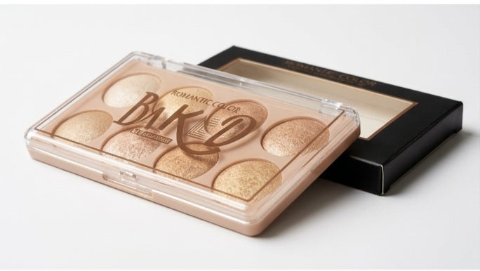 ROMANTIC COLOR Baked 8-Shade Highlighter Palette – Champagne, Gold & Bronze