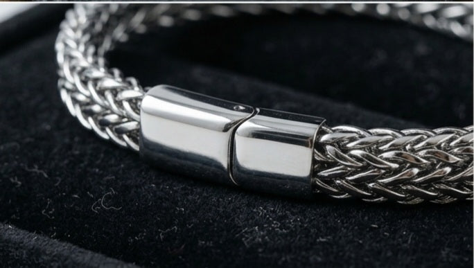 Silver-Tone Braided Chain Bracelet