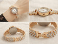 Gold-Tone Embellished Bracelet Watch – White Roman Numeral Dial