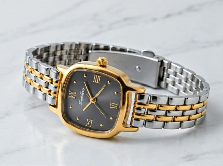 Two-Tone Bracelet Watch – Charcoal Roman Numeral Dial