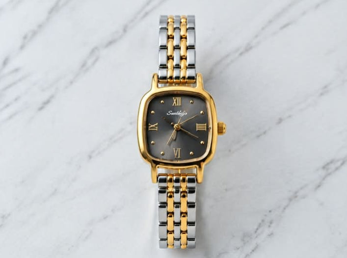 Two-Tone Bracelet Watch – Charcoal Roman Numeral Dial