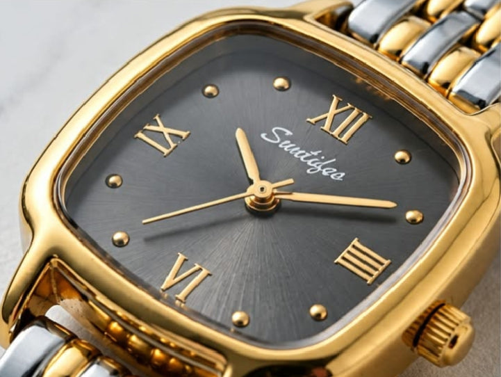 Two-Tone Bracelet Watch – Charcoal Roman Numeral Dial