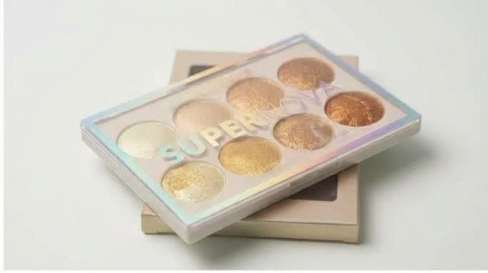 8-Shade Shimmer Highlighter Palette – Champagne, Gold & Bronze