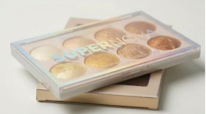 8-Shade Shimmer Highlighter Palette – Champagne, Gold & Bronze
