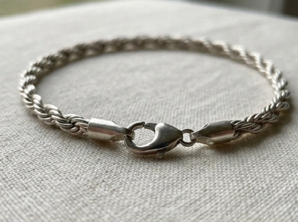 Silver-Tone Twisted Rope Chain Bracelet
