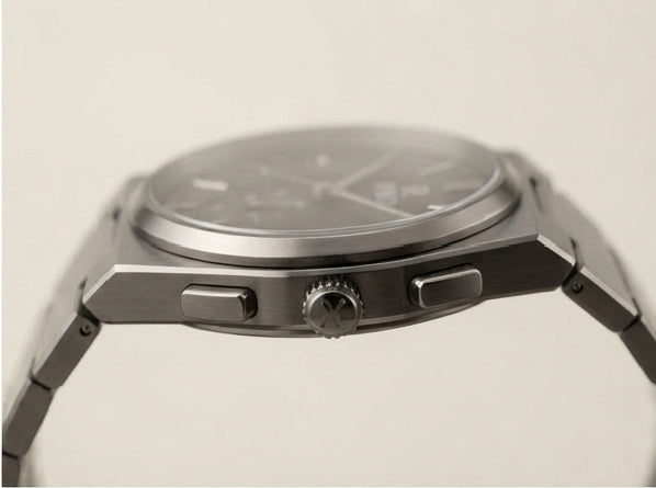 Gunmetal-Tone Bracelet Watch – Black Dial